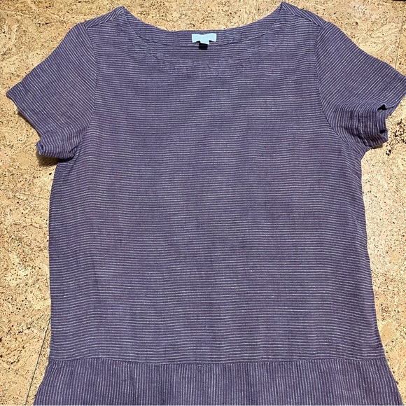 Garnet Hill Linen Dropwaist Purple Stripe Dress Sz 6 - Picture 8 of 12